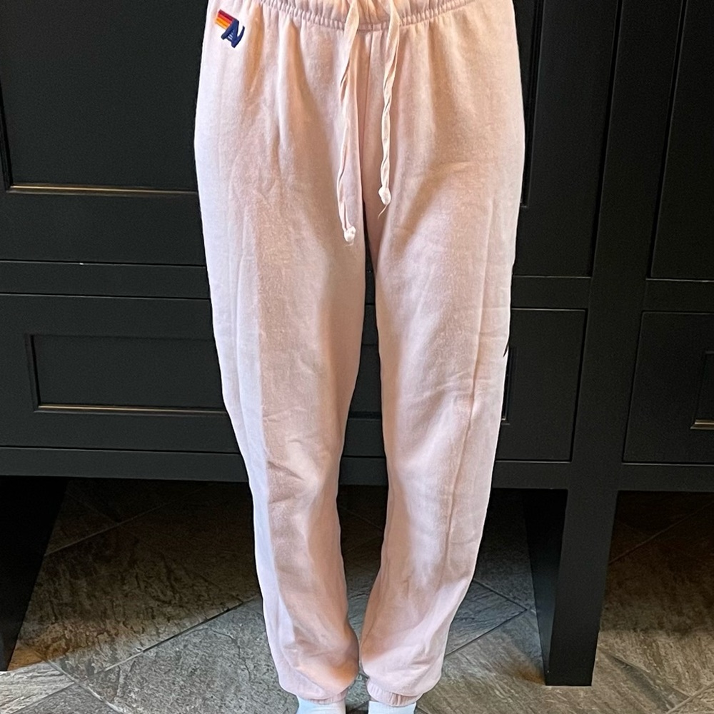 adorable light pink aviator nation joggers